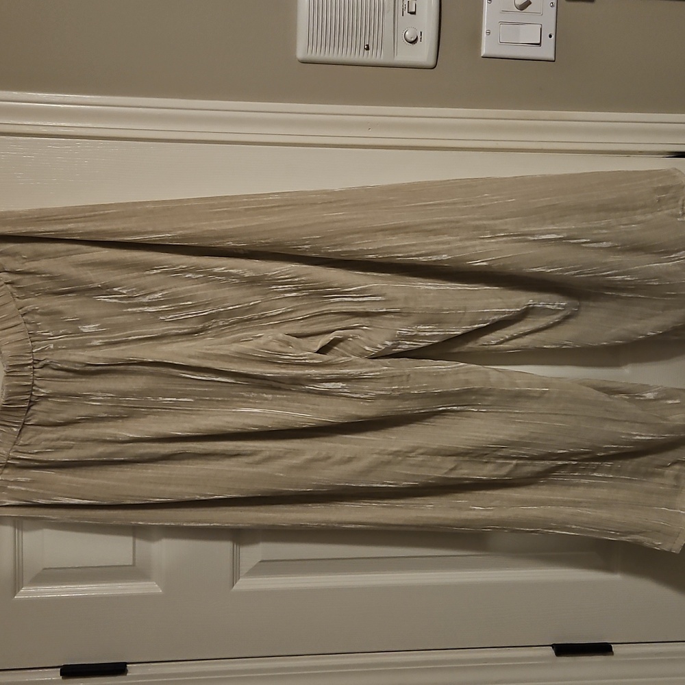 NWT Eileen Fisher Crushed Velvet Wide Leg Pant: Almond Color: Size- Large - Picture 10 of 10